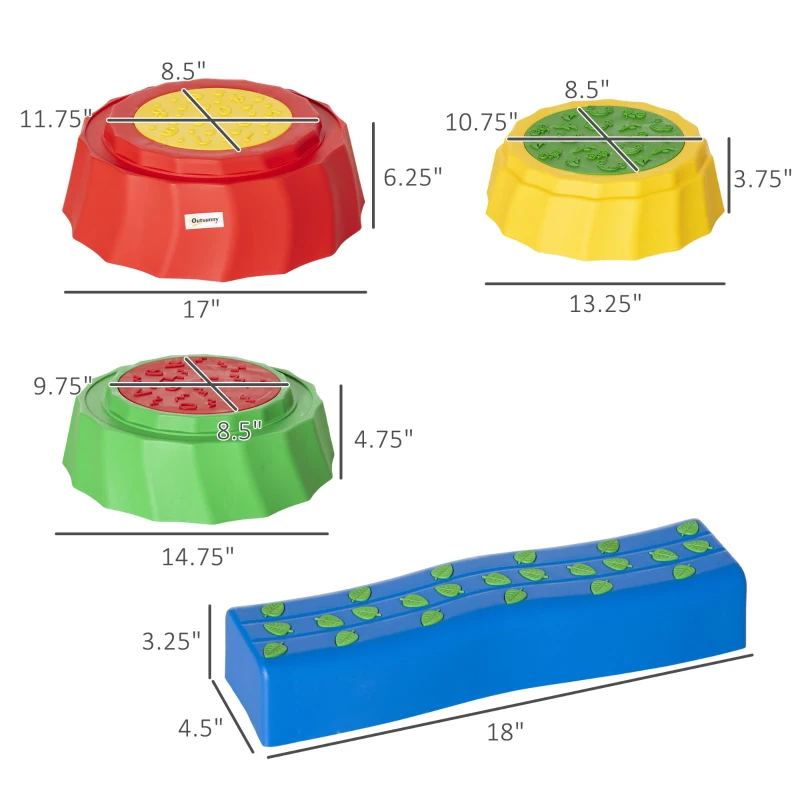 Outsunny 10 Piece Learn-to-Balance Toy Stepping Stones for Kids with Stackable Design, Kids Balance Beam Backyard Toy, Non-Slip Preschool Learning Toy, Outdoor Obstacle Course for Kids 3-6