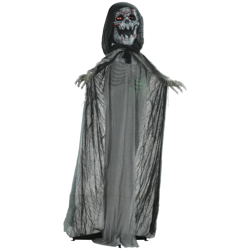 Outsunny 74" Life Size Outdoor Halloween Decoration - Skeleton Witch, Animated Prop Animatronic Decor with Sound and Motion Activated, Light Up Eyes and Chest, Howling and Chain Sound