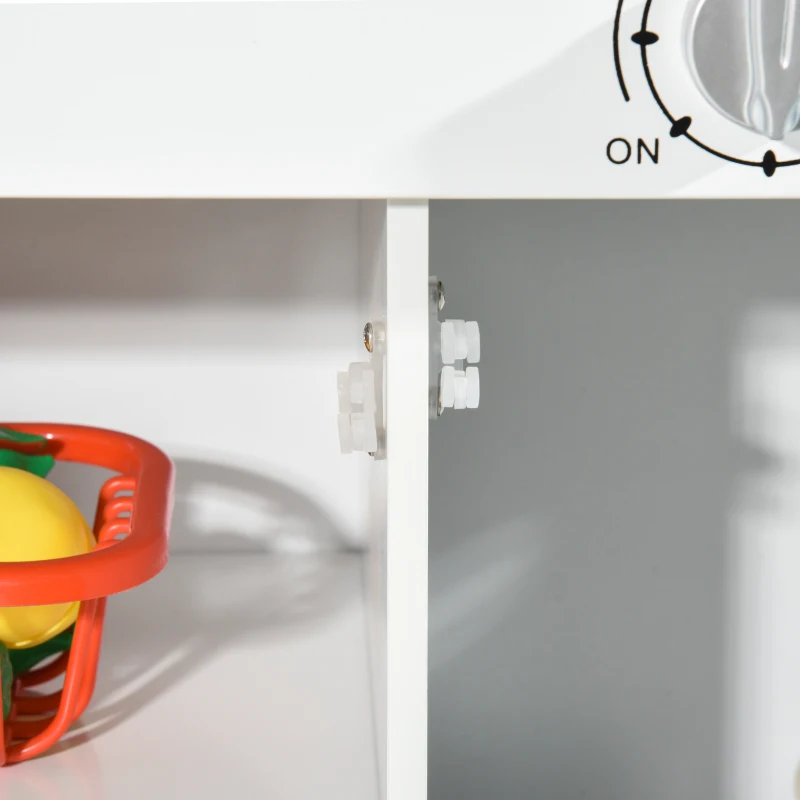 Qaba Wooden Play Kitchen, Kids Kitchen Playset with Sound Effects and Lights, Children's Imaginative Pretend Toy with Faucet Clock, 3-6 Years Old, Blue