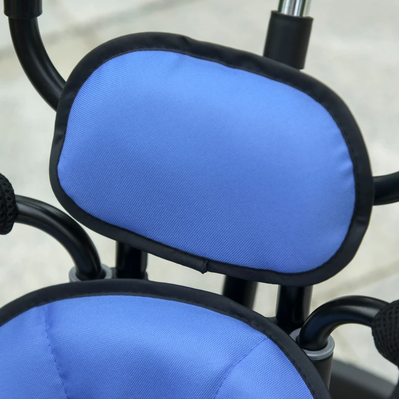 Qaba Baby Tricycle 2 In 1 Baby Stroller Kid Trike with Adjustable Canopy Blue