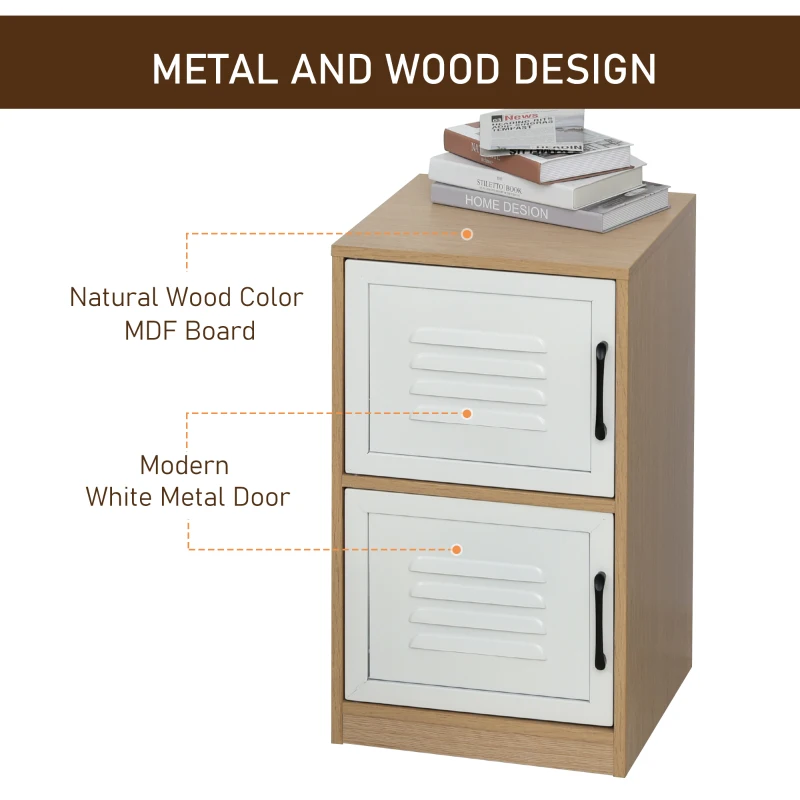 Vinsetto Storage Cabinet Organizer with 2 Doored Shelves Home Office File Cabinet Natural White