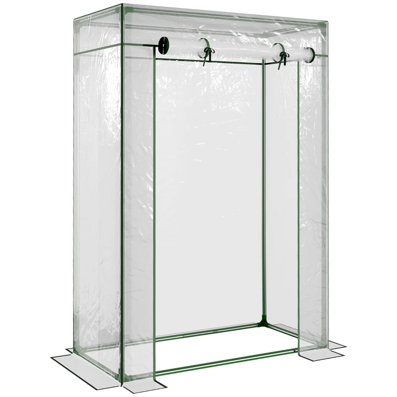 Outsunny 40"L x 20"W x 59"H Walk-in Garden Greenhouse with Durable Steel Frame Outdoor Hot House Tomato Plant Warm House w/ Roll up Door, PVC Cover, Clear