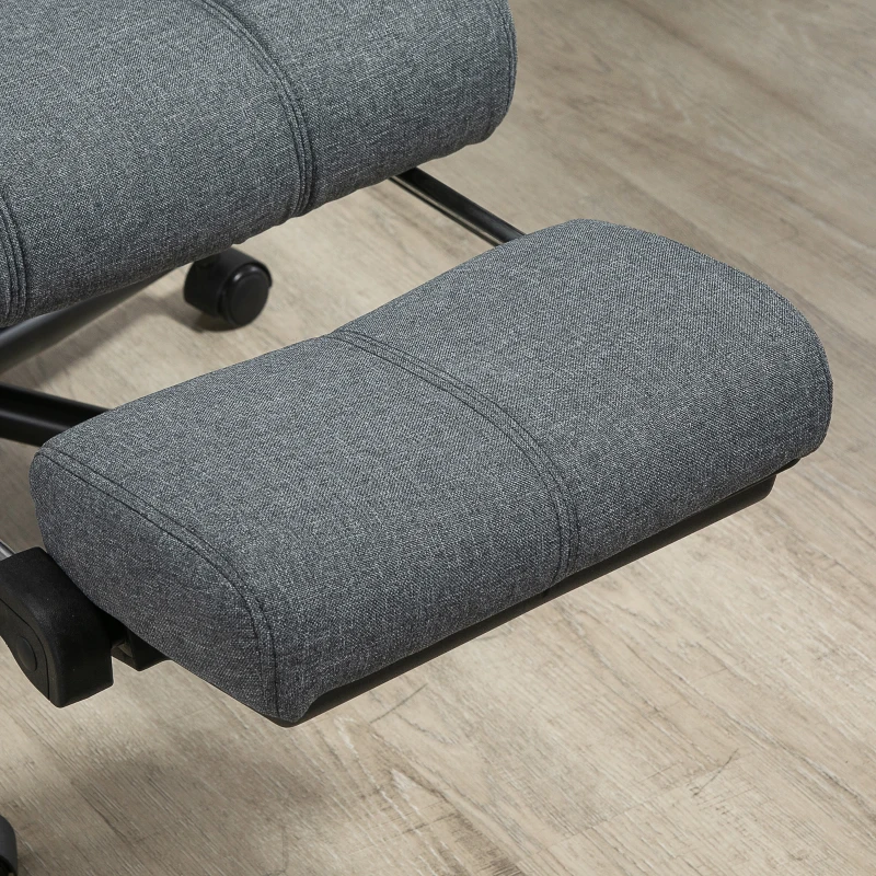 Vinsetto Reclining Office Chair Rolling Swivel Chair Footrest Linen-Feel, Dark Gray