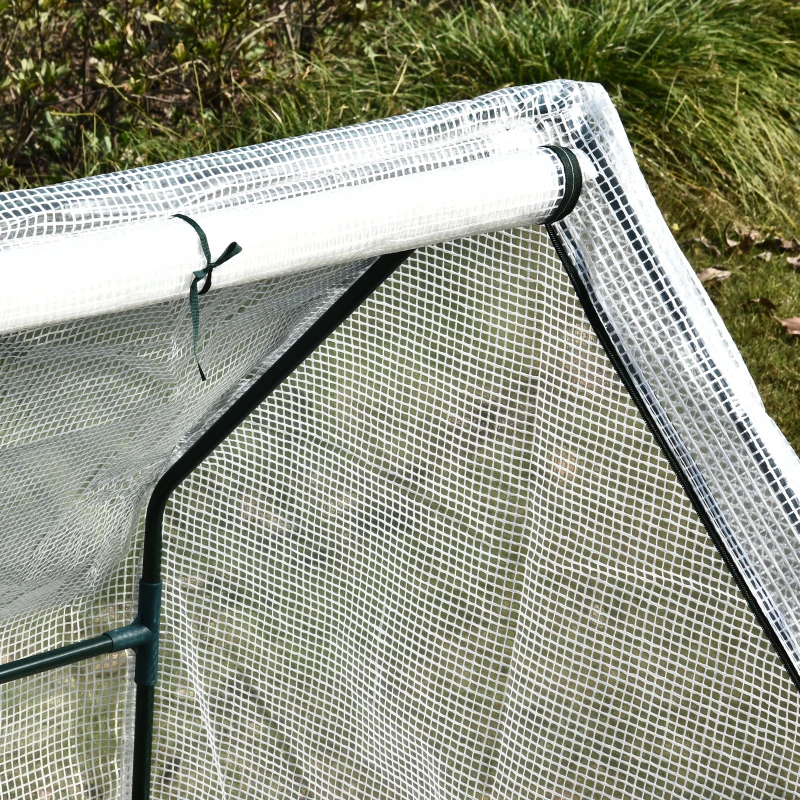Outsunny 71" x 36" x 36" Portable Mini Greenhouse Tunnel Growing Tent Plants Flower Warm House w/ Zippered Roll-up Doors, PE Cover, White