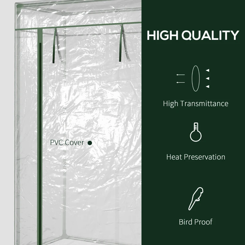 Outsunny 40"L x 20"W x 59"H Walk-in Garden Greenhouse with Durable Steel Frame Outdoor Hot House Tomato Plant Warm House w/ Roll up Door, PVC Cover, Clear