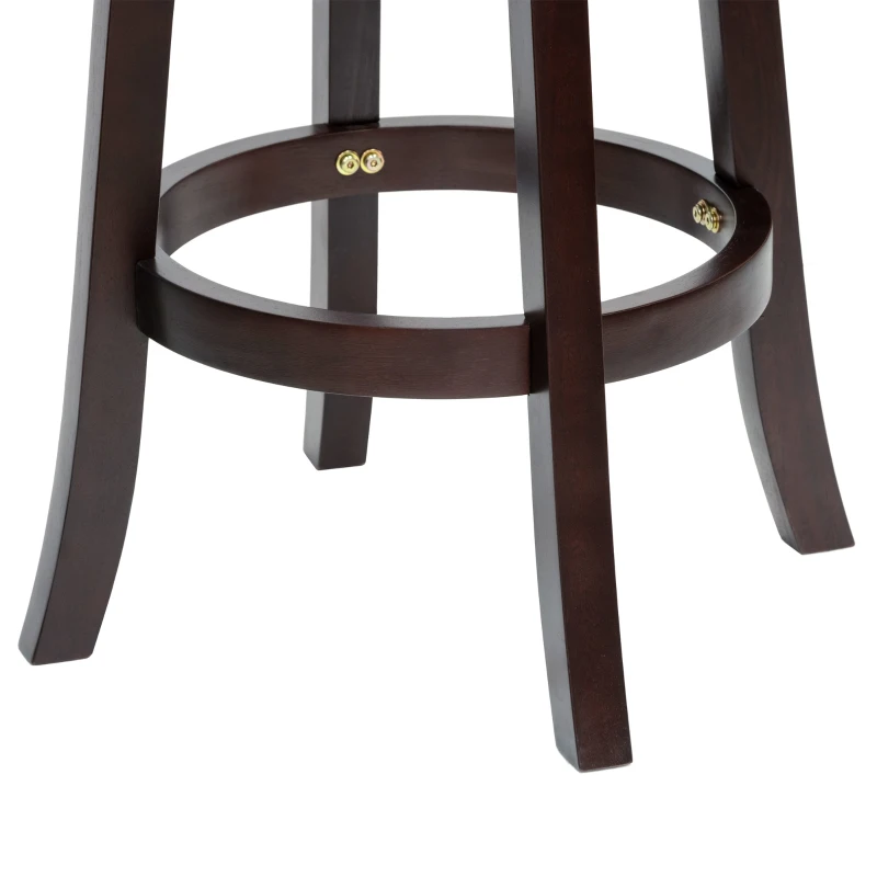 HOMCOM Classic Bar Stool Swivel Barstool with PU Leather Upholstered Mid-Back and Footrest, 30.25 Inch Seat Height, Black