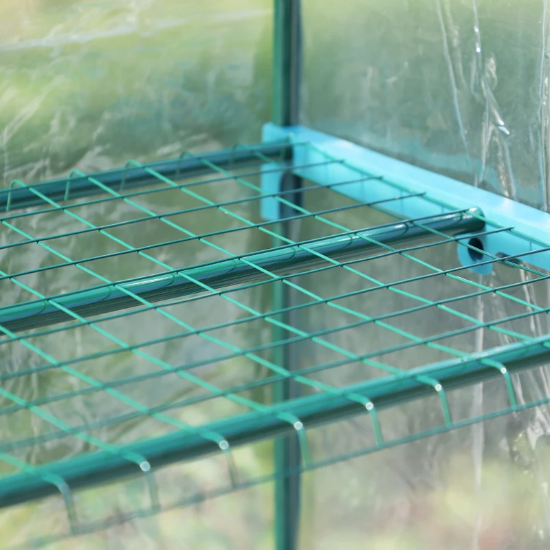Outsunny 28" x 20" x 63" Portable Greenhouse with 4 Tier Shelves Outdoor Hot House Plant Flower Greenhouse, Steel Frame, PVC Cover, Clear