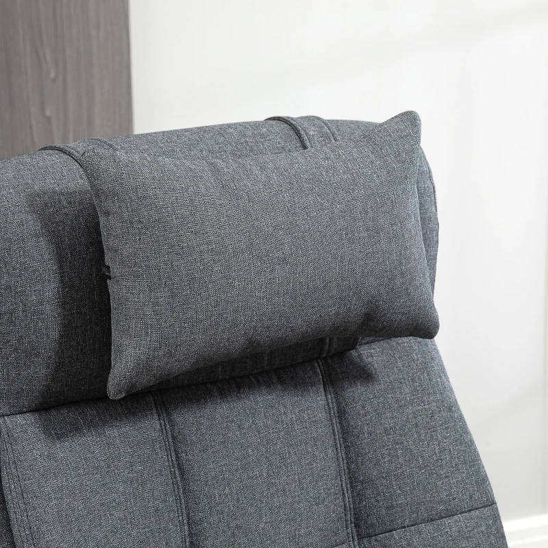 Vinsetto Reclining Office Chair Rolling Swivel Chair Footrest Linen-Feel, Dark Gray