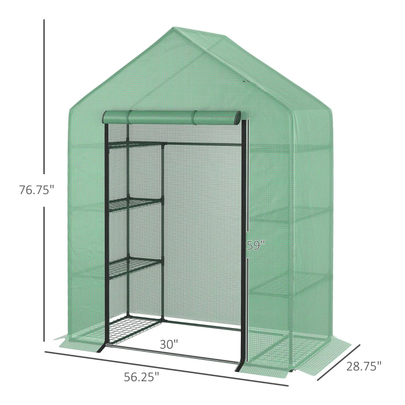 Outsunny Walk-in Greenhouse 4-Tier Large Warm Herb Plants and Flower Green house Warm House with Shelves for Lawn Garden Outdoor, Green (56 x 30 x 78-Inch)