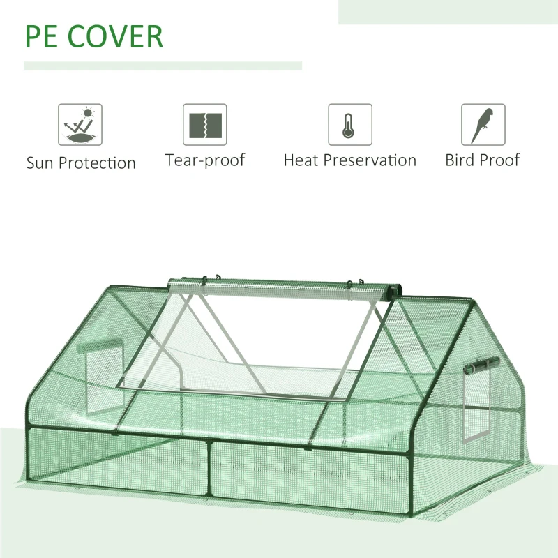 Outsunny 71" x 55" x 32" Mini Greenhouse Portable Hot House for Plants with 2 Large Windows and Ground Nails for Outdoor, Indoor, Garden, Gardening Kit, Green