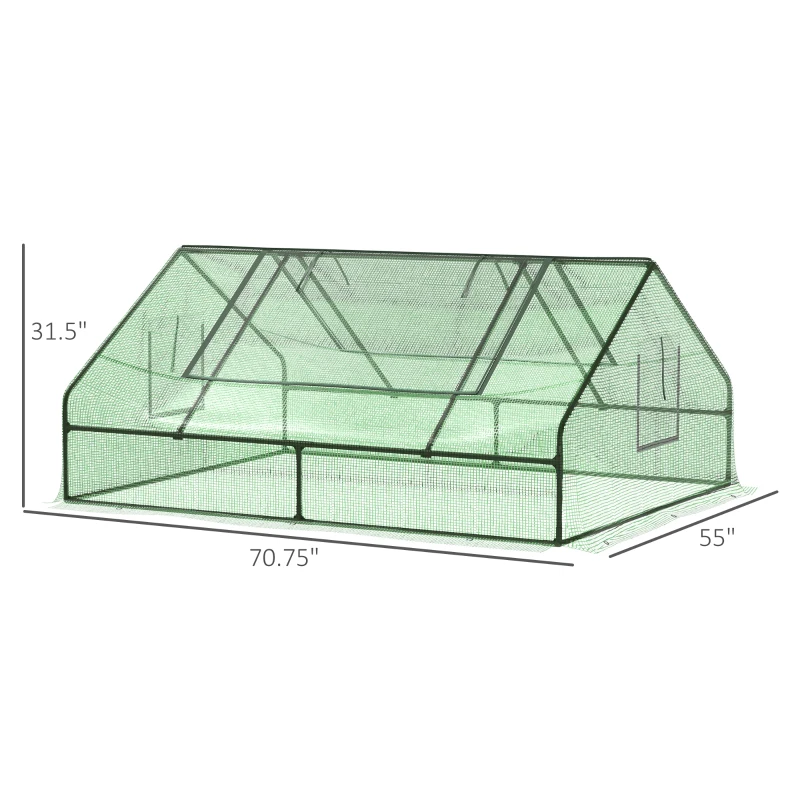 Outsunny 71" x 55" x 32" Mini Greenhouse Portable Hot House for Plants with 2 Large Windows and Ground Nails for Outdoor, Indoor, Garden, Gardening Kit, Green