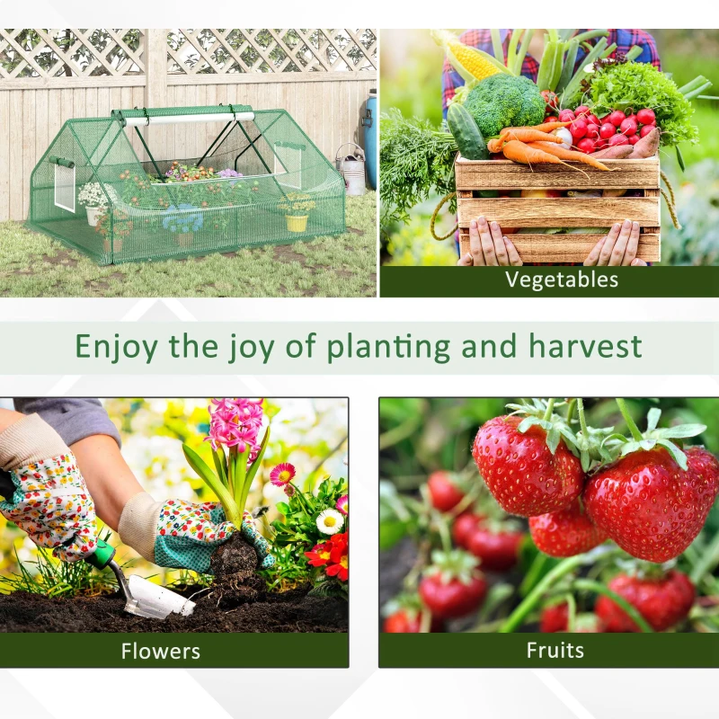 Outsunny 71" x 55" x 32" Mini Greenhouse Portable Hot House for Plants with 2 Large Windows and Ground Nails for Outdoor, Indoor, Garden, Gardening Kit, Green