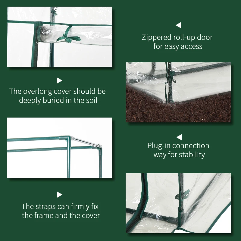 Outsunny 40"L x 20"W x 59"H Walk-in Garden Greenhouse with Durable Steel Frame Outdoor Hot House Tomato Plant Warm House w/ Roll up Door, PVC Cover, Clear