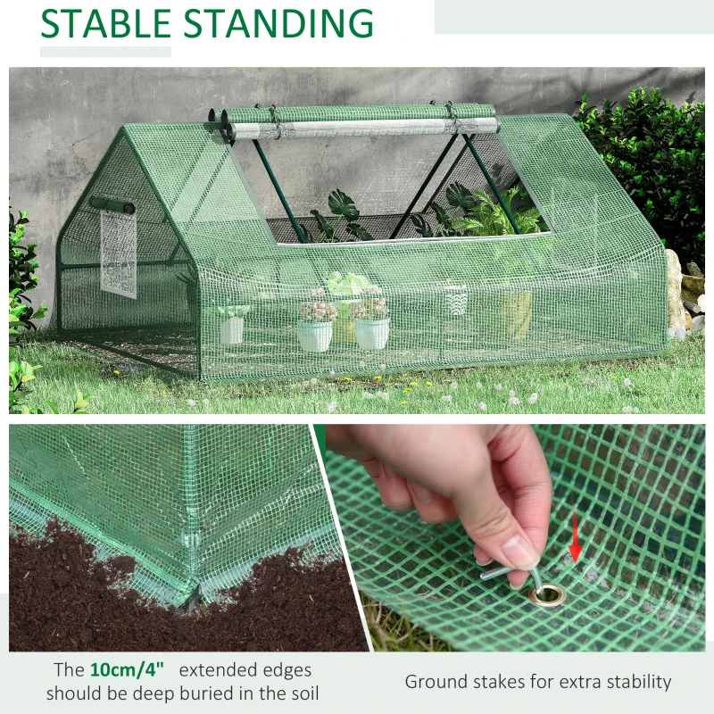 Outsunny 71" x 55" x 32" Mini Greenhouse Portable Hot House for Plants with 2 Large Windows and Ground Nails for Outdoor, Indoor, Garden, Gardening Kit, Green