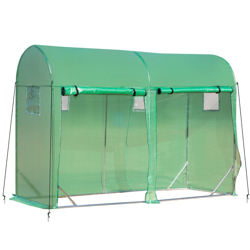 Outsunny 10' x 3' x 7' Tunnel Greenhouse Outdoor Walk-In Hot House with Roll-up Windows and Zippered Door, Steel Frame, PE Cover, Green