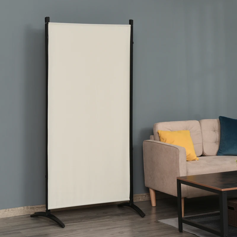 HOMCOM 3 Panel Room Divider, 6 Ft Double Hinged Folding Privacy Screen, Portable Freestanding Partition Wall Divider for Home Office, Beige