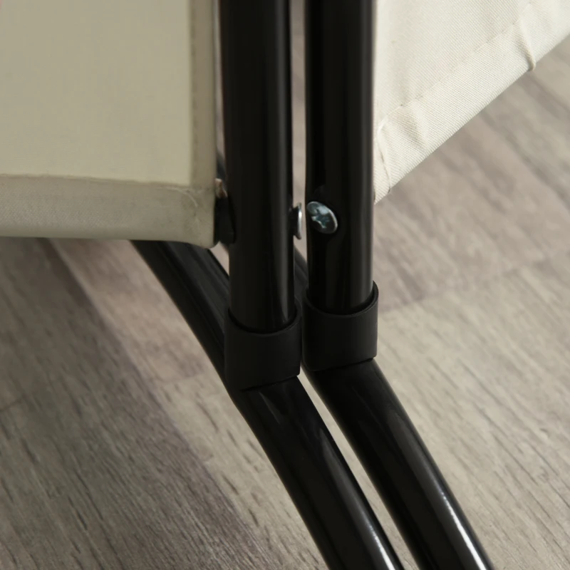 HOMCOM 3 Panel Room Divider, 6 Ft Double Hinged Folding Privacy Screen, Portable Freestanding Partition Wall Divider for Home Office, Beige