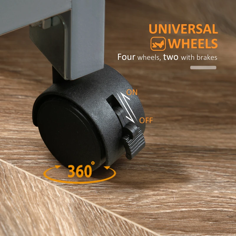 HOMCOM Compact Bar Serving Cart, Compact Trolley with Wood Top & Drawers, Gray