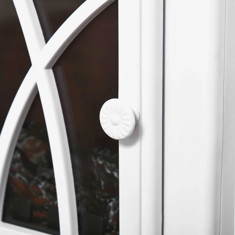 HOMCOM Free Stand Electric Fireplace Stove Heater with Adjustable LED Flame Effect and Front Door, 750W/1500W, White