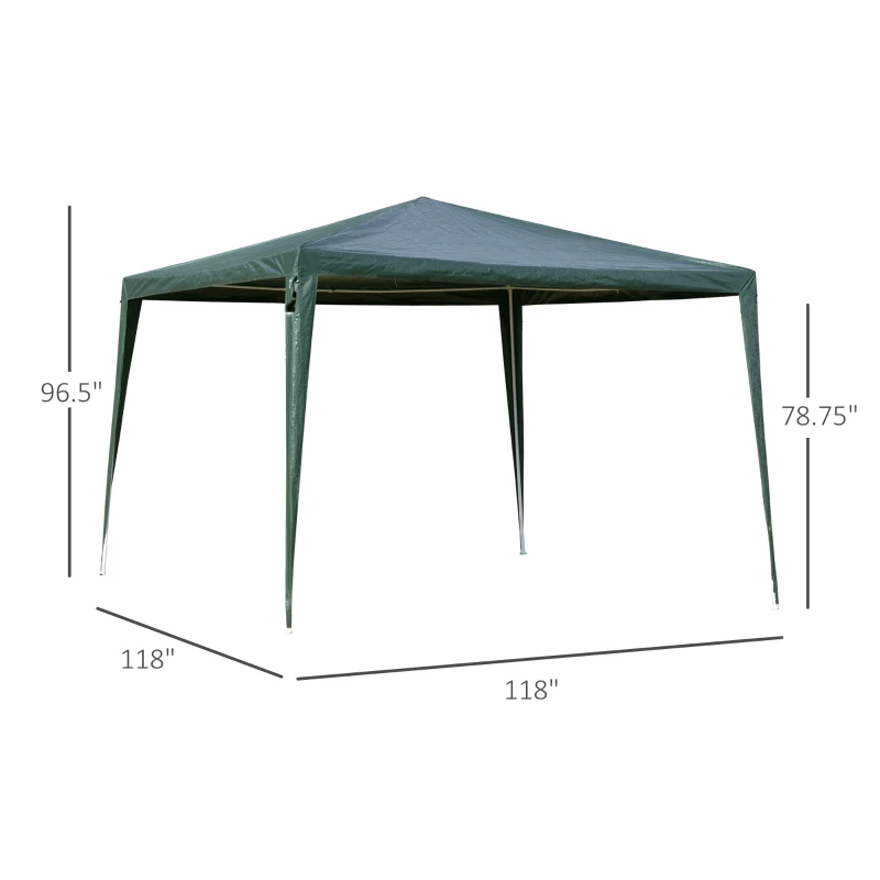 Outsunny 10x10ft Party Tent Portable Gazebo Folding Garden Canopy Event Shelter Outdoor Sunshade Green