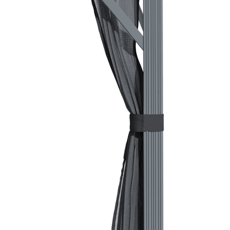 Outsunny 12' x 10' Hardtop Gazebo Steel Canopy Outdoor Pergola with Netting and Aluminum Frame for Patios, Gardens, Lawns, Dark Grey