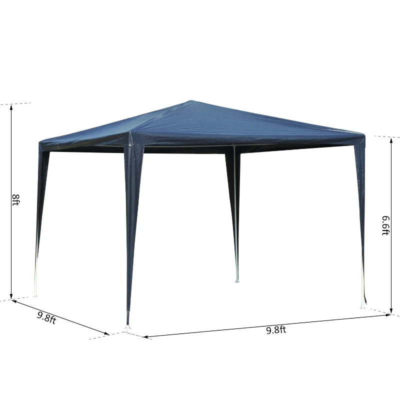 Outsunny 10x10ft Party Tent Portable Gazebo Folding Garden Canopy Event Shelter Outdoor Sunshade Blue