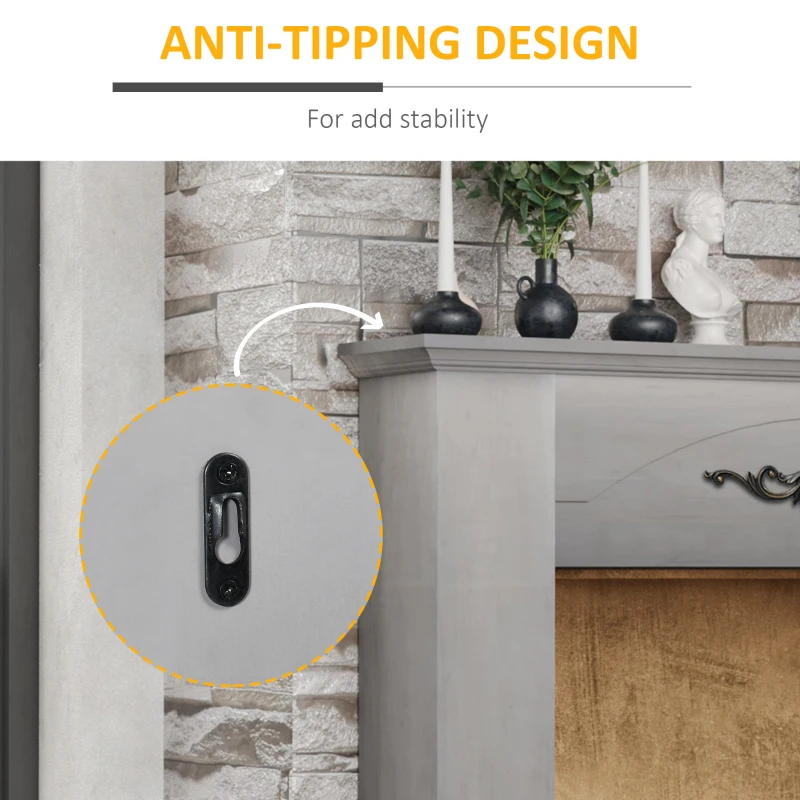 HOMCOM Vintage Fireplace Mantel Surround, Wood Mantels for Fireplace with Decorative Pattern, Interior Width 31", Grey