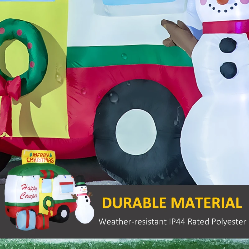 Outsunny 6.5ft Christmas Inflatable Gift Car with Snowman and Gift Boxes, Blow-Up Outdoor LED Yard Display for Lawn Garden Party
