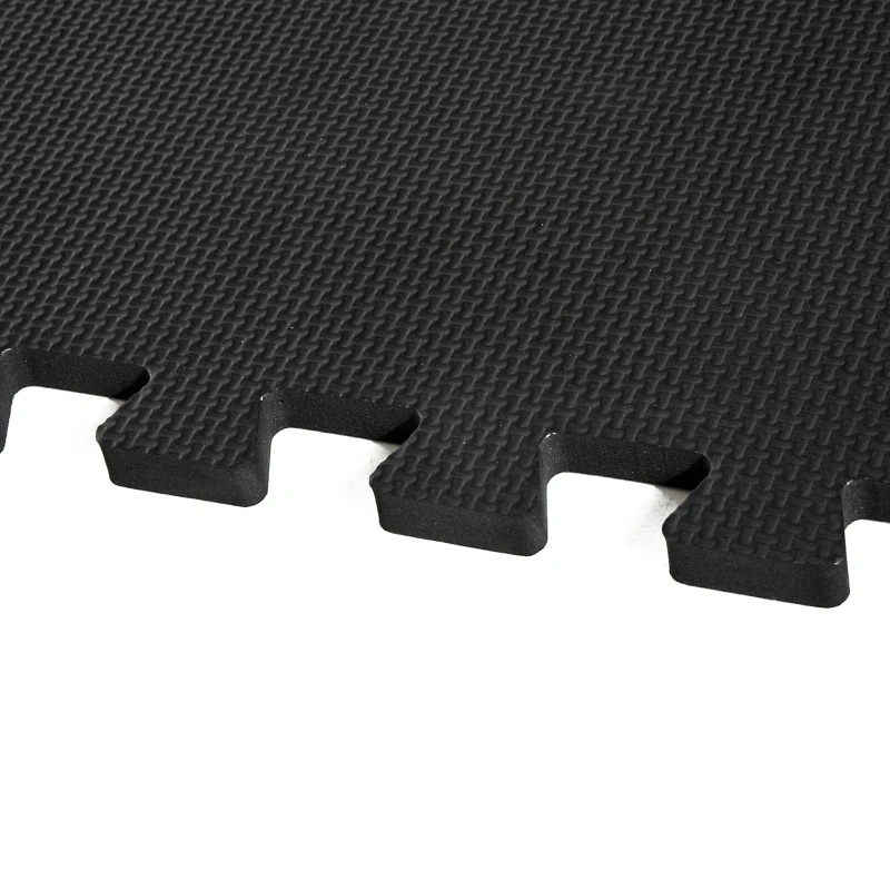 HOMCOM Soft Interlocking Floor Mats 72 Square Feet Waterproof Exercise Workout Mat Kid Play Mat Gymnastics and Home Gym Protective Flooring, 18pcs Black