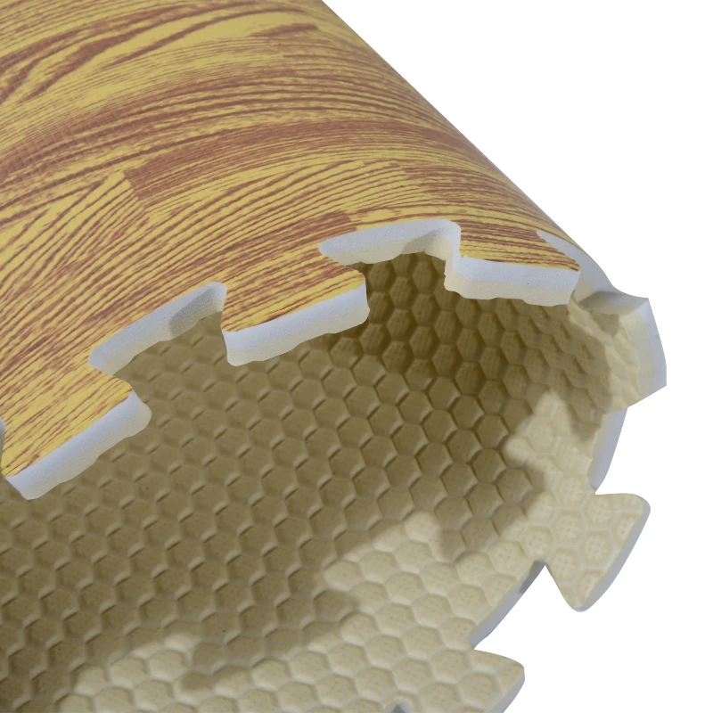 HOMCOM Soft EVA Foam Interlocking Floor Mats 96 Square Feet Exercise Workout Mat Kid Play Mat 24pcs(Light Grain Wood)