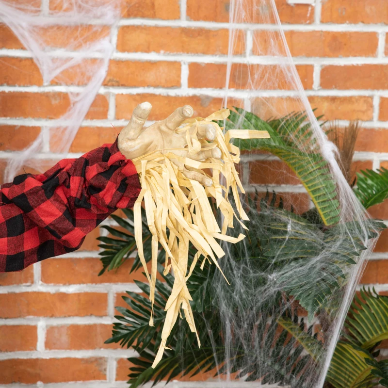 Outsunny 71" Life Size Halloween Skeleton Scarecrow, Animated Prop with Sound and Motion Activated, Light Up Eyes, Howling and Chain Sound