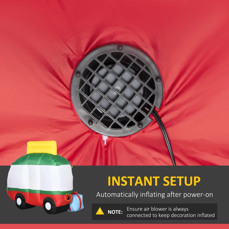 Outsunny 6.5ft Christmas Inflatable Gift Car with Snowman and Gift Boxes, Blow-Up Outdoor LED Yard Display for Lawn Garden Party