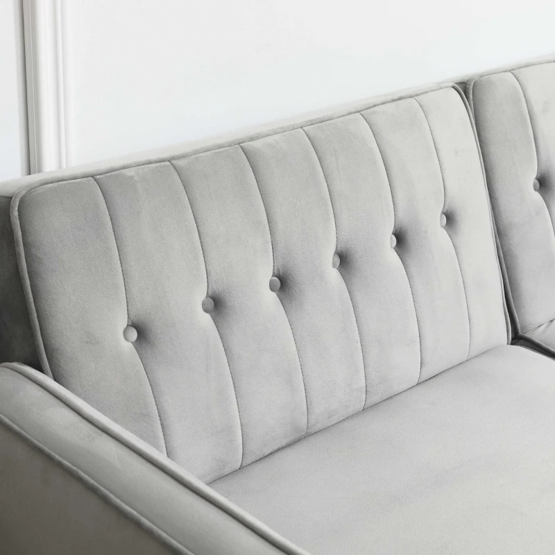 HOMCOM 3 Seater Sofa Bed with Reclining Split Back & Rubber Wood Legs, Light Gray