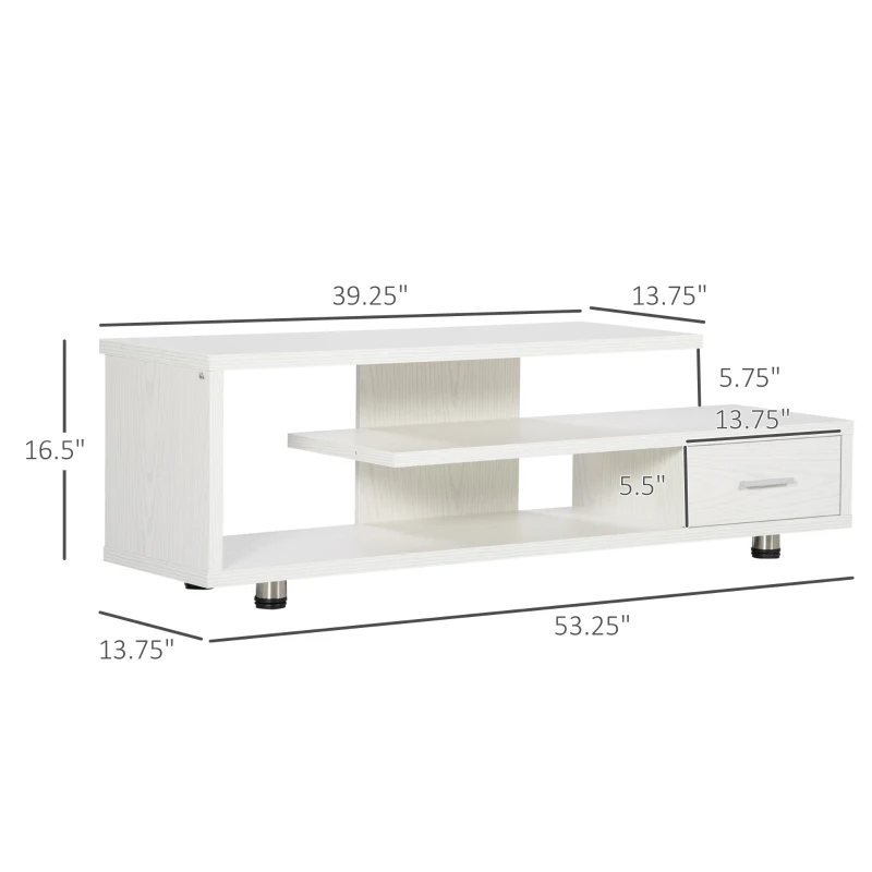 HOMCOM Modern TV Stand for TVs up to 45", TV Cabinet with Storage Shelf and Drawer, Entertainment Center for Living Room Bedroom, White Wood Grain