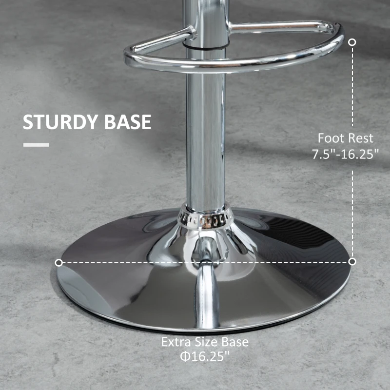 HOMCOM Modern Bar Stools Set of 2, PU Leather Tall Kitchen Stools, Swivel Bar Chairs with Steel Base, Footrest and Adjustable Height, Espresso