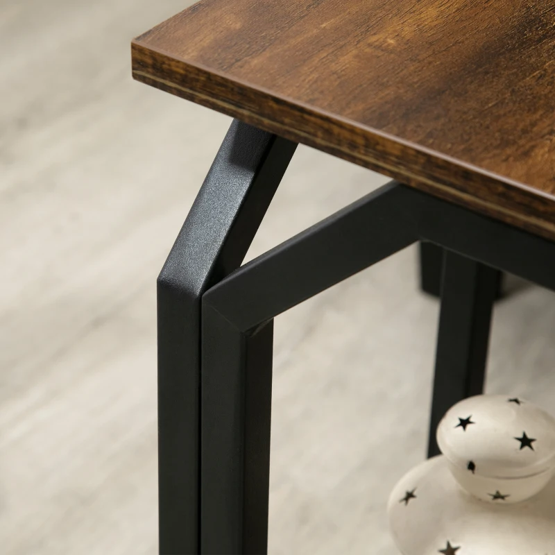 HOMCOM Side Table，C Shaped End Table with Storage Shelf, Industrial Snack Table with Steel Frame for Couch and Bed, Living Room, Bedroom