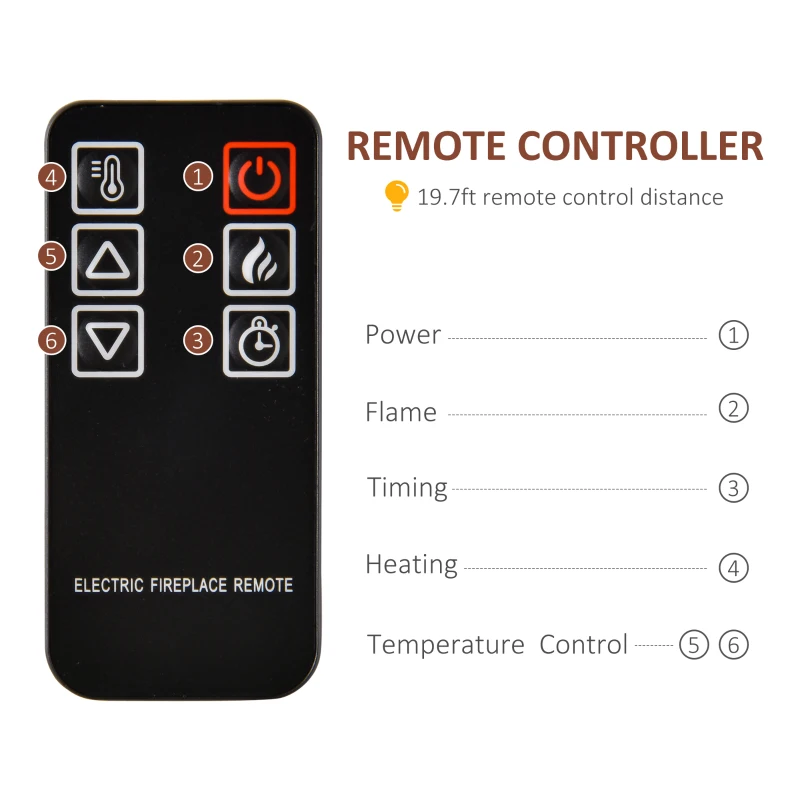 HOMCOM Portable Electric Log Set Heater with Realistic Ember Bed 1400W