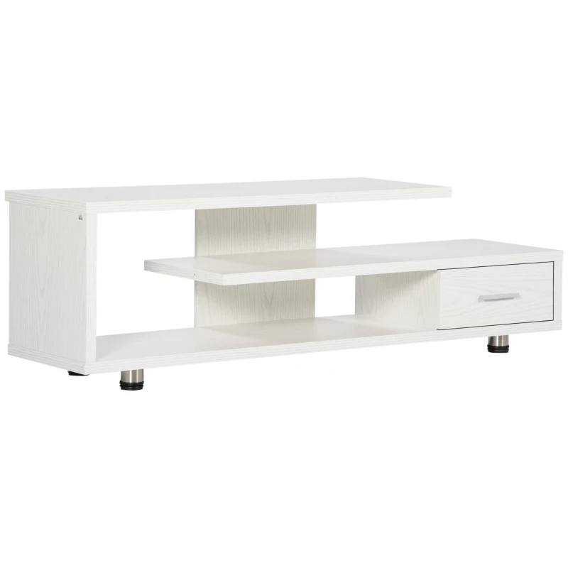 HOMCOM Modern TV Stand for TVs up to 45", TV Cabinet with Storage Shelf and Drawer, Entertainment Center for Living Room Bedroom, White Wood Grain
