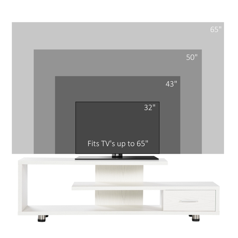 HOMCOM Modern TV Stand for TVs up to 45", TV Cabinet with Storage Shelf and Drawer, Entertainment Center for Living Room Bedroom, White Wood Grain