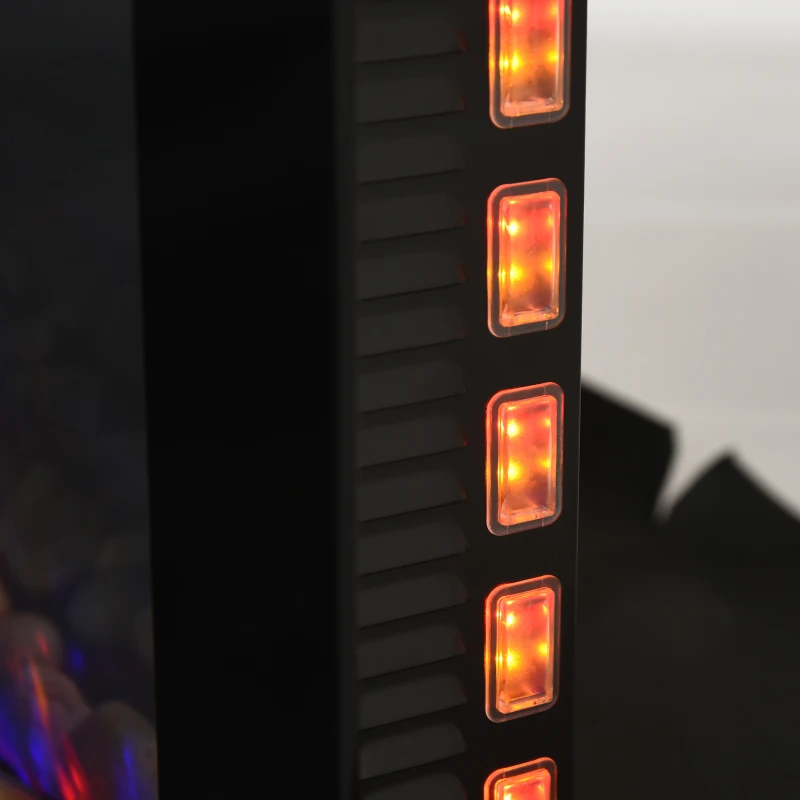 HOMCOM 36" Wall-Mounted Electric Fireplace, 750/1500W Fireplace Heater with Flame Effect, 7 Color Background Light and Side Light, Black