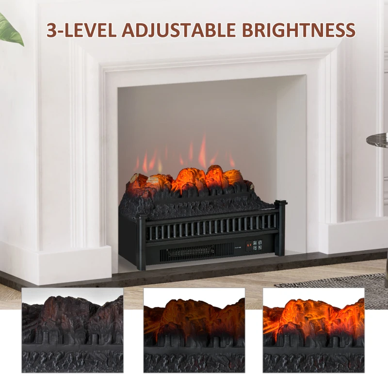 HOMCOM Portable Electric Log Set Heater with Realistic Ember Bed 1400W