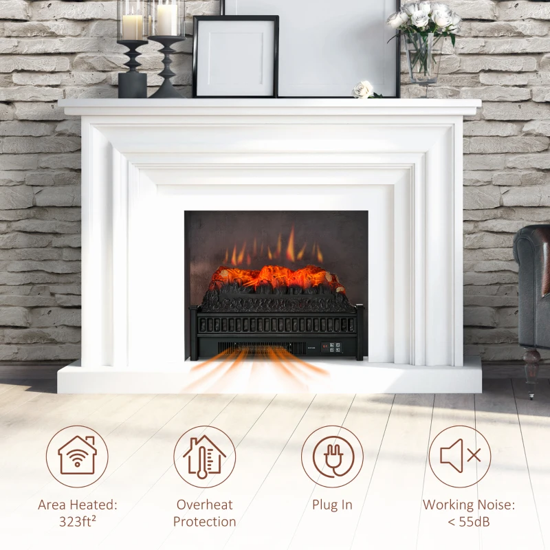 HOMCOM Portable Electric Log Set Heater with Realistic Ember Bed 1400W