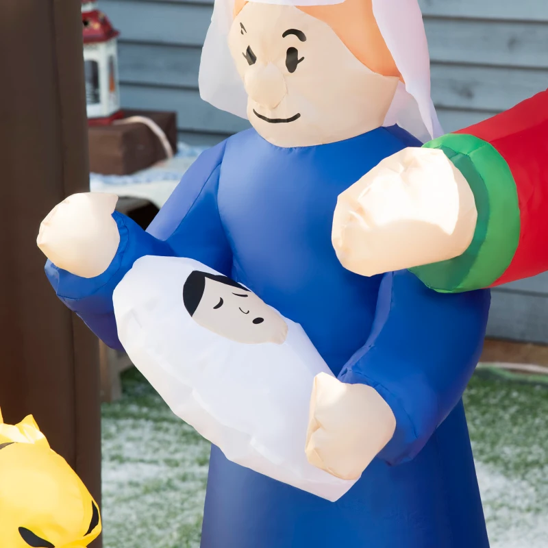 Outsunny 7.5ft Christmas Inflatables Outdoor Decorations Nativity Scene under Archway with Camel and Sheep, Blow-Up LED Yard Christmas Decor for Lawn Garden Party