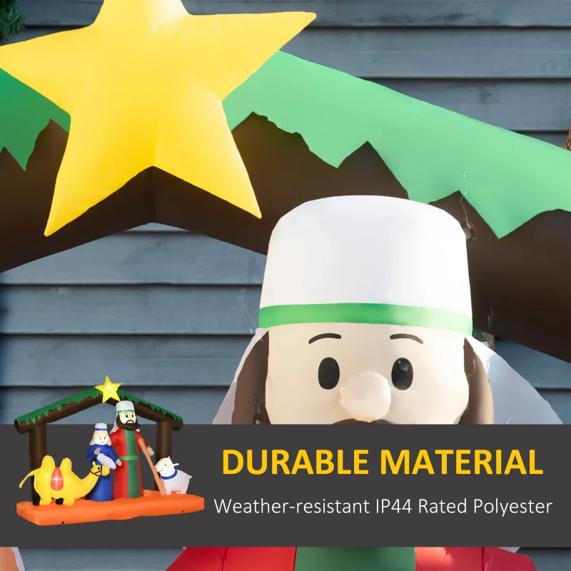 Outsunny 7.5ft Christmas Inflatables Outdoor Decorations Nativity Scene under Archway with Camel and Sheep, Blow-Up LED Yard Christmas Decor for Lawn Garden Party