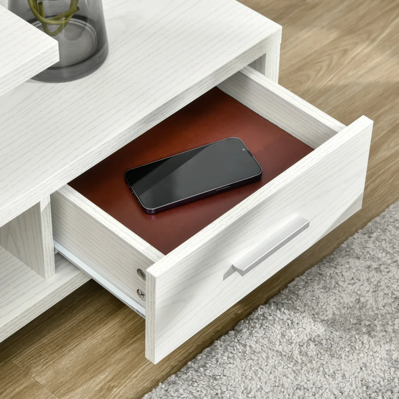 HOMCOM Modern TV Stand for TVs up to 45", TV Cabinet with Storage Shelf and Drawer, Entertainment Center for Living Room Bedroom, White Wood Grain