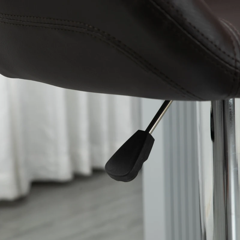 HOMCOM Modern Bar Stools Set of 2, PU Leather Tall Kitchen Stools, Swivel Bar Chairs with Steel Base, Footrest and Adjustable Height, Espresso