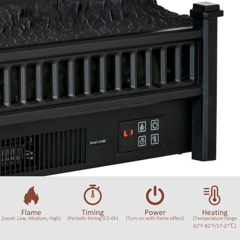 HOMCOM Portable Electric Log Set Heater with Realistic Ember Bed 1400W