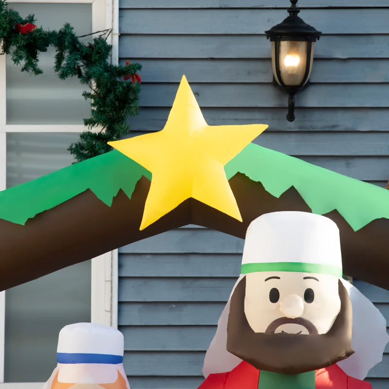 Outsunny 7.5ft Christmas Inflatables Outdoor Decorations Nativity Scene under Archway with Camel and Sheep, Blow-Up LED Yard Christmas Decor for Lawn Garden Party