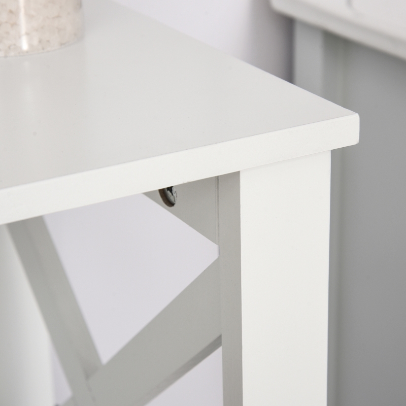 kleankin X- Frame Freestanding Floor Bathroom Storage with Two Drawers, Storage Organizer, Cabinet with 3 Shelves, White