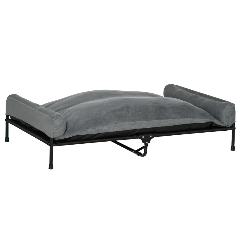 PawHut Elevated Dog Bed, Outdoor Dog Cot, Pet Mat, with Soft Cushion, Breathable Mesh, Washable Cover, for Extra Large-Sized Dog, Grey